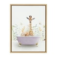 thumbnail image 2 of Kate and Laurel Sylvie Giraffe In Spring Bath Framed Canvas Wall Art by Amy Peterson Art Studio, 18x24 Natural, Whimsical Animal Art for Wall, 2 of 6