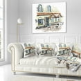thumbnail image 3 of Designart Street Cafe - Watercolor Painting Throw Pillow - 18x18, 3 of 5