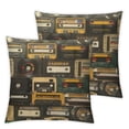 thumbnail image 2 of JRXY Music Throw Pillow Cover Vintage Audio Record Cassette Tapes Pillow Cases Home Decorative Cushion Cover for Bed Sofa Black Beige,2 Pcs White, 2 of 6