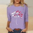 thumbnail image 2 of Womens Tops Valentine Day Heart Printed 3/4 Sleeve Crewneck Lightweight Casual Tee Tops Ladies T-Shirts, 2 of 4