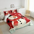 thumbnail image 3 of Manfei Xmas Snowman King Size Comforter Sets,Happy New Year Bedding Comforter Set,Red White Snowflake Bedding Set For Teens,Ultra Soft Home Decor Reversible,3-Piece, 3 of 8