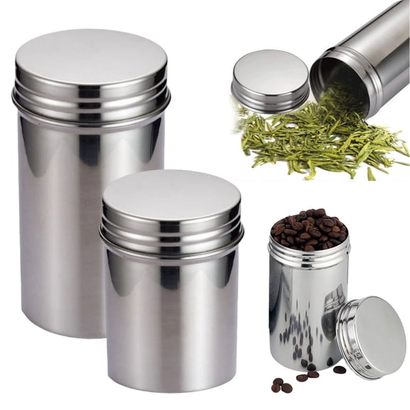 SeekLGT 304 Stainless Steel Tea Tin Canister, Portable Airtight Food Storage Jar with Leakproof Lid for Loose Tea Coffee Beans Spices, Camping Travel, 1 Pack