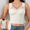 thumbnail image 3 of PInxai Longline Bras for Women Mesh Wide Straps Breathable Smoothing Back Bras Comfy Supportive Built in Bra Tank Tops,White,XL, 3 of 5