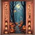 thumbnail image 5 of Spooky Forest Halloween Banner Jack O'Lantern Pumpkins Bats Full Moon for Halloween Party Decoration Festive Event Autumn Celebration, 5 of 7