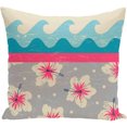 thumbnail image 1 of Simply Daisy 16" x 16" Surf, Sand and Sea Floral Print Outdoor Pillow, 1 of 1