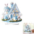 thumbnail image 2 of Easter Decorations Colorful Easter Bunny Tabletop Ornament,Spring Fashion Decorative Sculpture Figurine 2D Acrylic for Home Kitchen Easter Party,Birthday Gifts for Women Light blue-r, 2 of 3