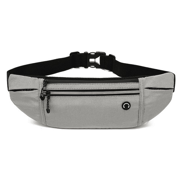 Paquetes para mujeres, riñonera impermeable para hombres, cinturón ajustable para correr, cinturón de bolsillo delgado y expandible, soporte para teléfono celular, bolsa de cintura elástica, gris