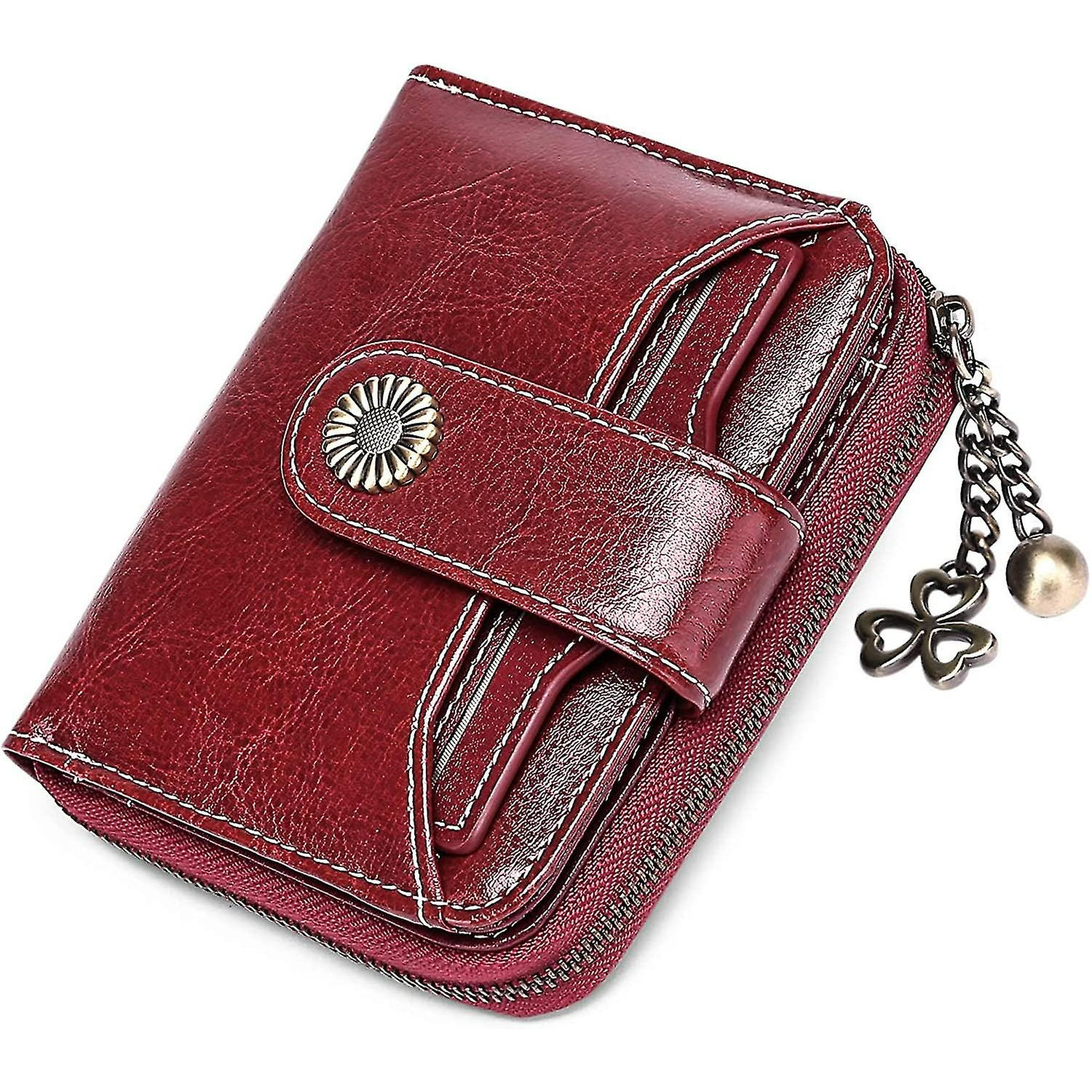 Porte monnaie Femme en Cuir Veritable Petit Portefeuille Femme Compact Bifold avec Protection Rfid