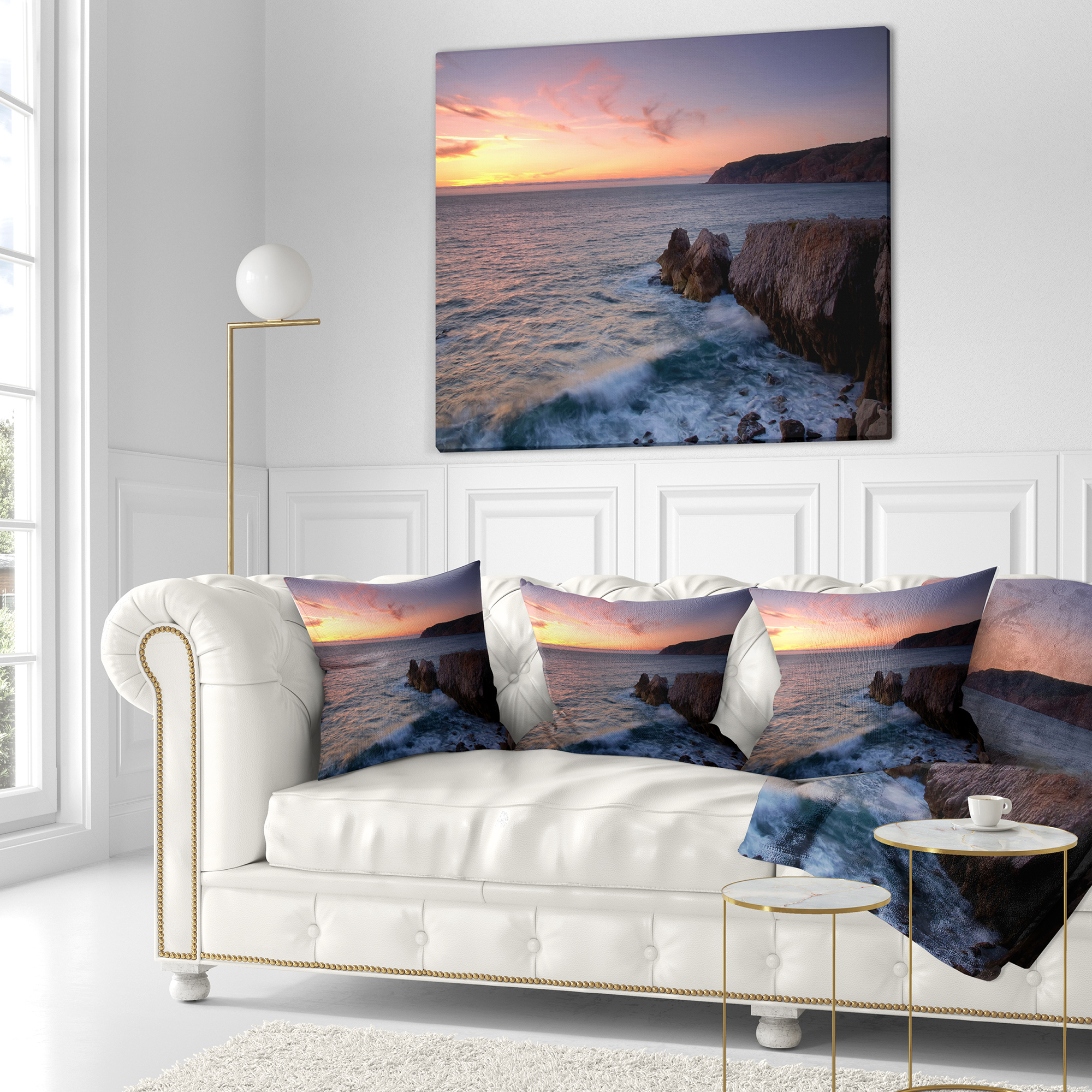 Designart Winch Natural Park Sintra Cascais - Seashore Throw Pillow - 18x18
