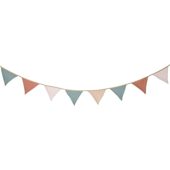 Leodye 1PCS Double-layer Cotton Flag Banner Colorful Festive Party Decor Birthday Kindergarten Camping Hanging Flag -8.53FT