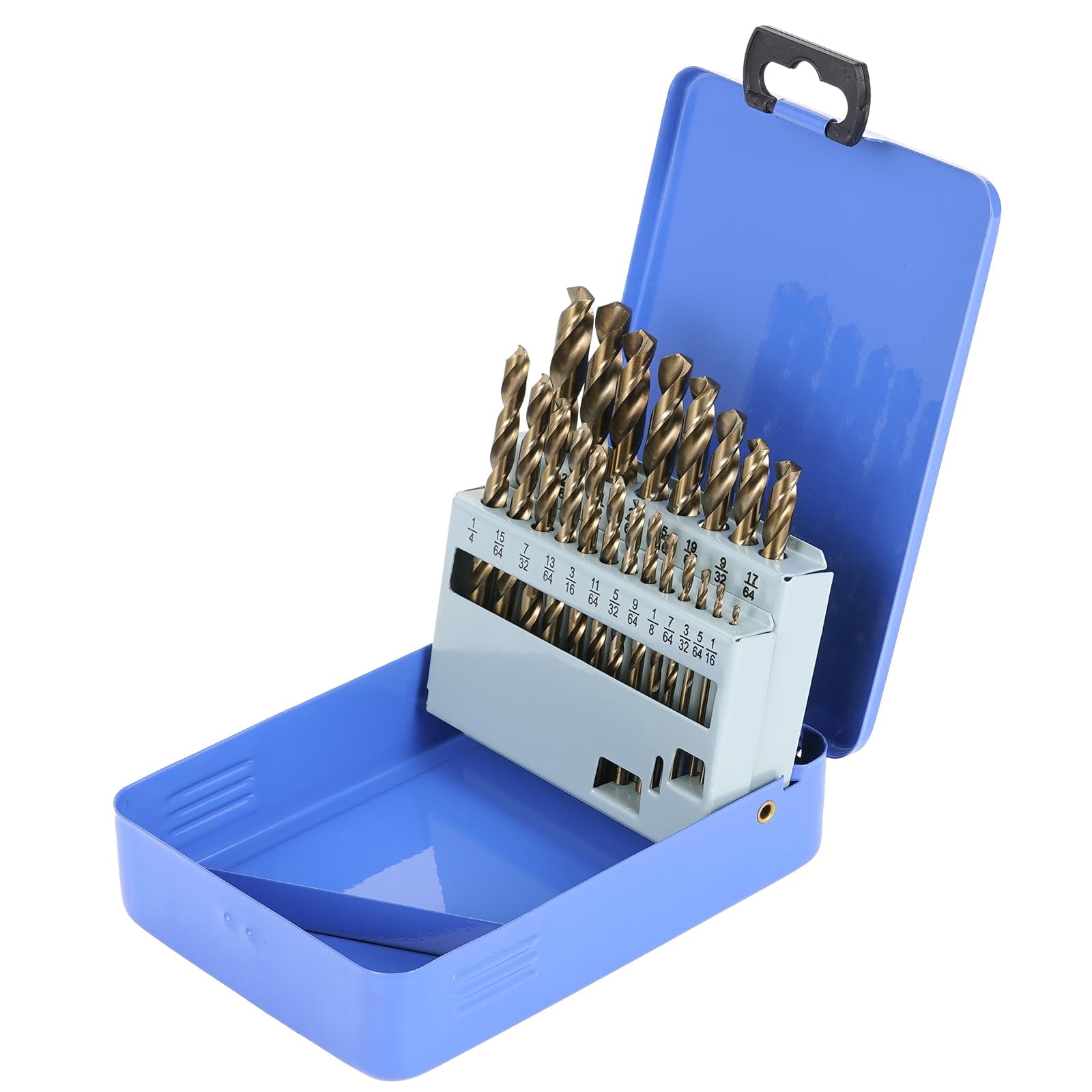 Cobalt Drill Bit Set for Metal and Hardened Steel, 21Pcs M35 HSSTwist Jobber Metal Drill Bits 1/16"-3/8", with Index Storage Box