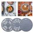 thumbnail image 4 of Paquete de 3 posavasos redondos aislantes térmicos antideslizantes para vajilla, tazones y tazas. gris, 4 of 9
