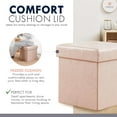 thumbnail image 6 of Ornavo Home 15 Inch Square Storage Ottoman Cube, Tufted Square Faux Leather Storage Ottoman Chest, Footrest, Toy Chest Ottoman with Storage - (Cream), 6 of 7