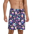 thumbnail image 2 of Kdxio mushroom colorful Skull star Print Mens Sleep Shorts Bottoms Soft Comfy Pajama Wear Pants with Drawstring Pockets, 2 of 5