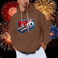 thumbnail image 2 of Happy 2026 Hoodies for Men Printed Long Sleeve Drawstring Loose Fit Pullover Sweatshirts Tops with Pocket (4XL, Brown), 2 of 5