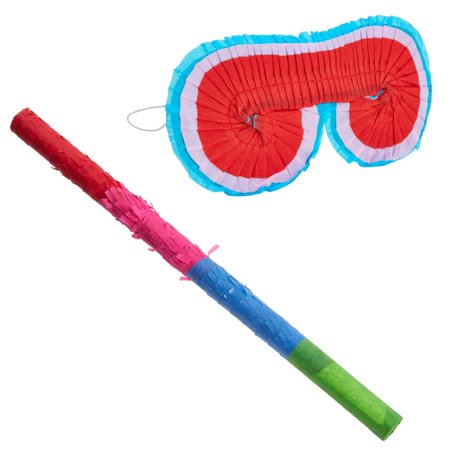 Fiesta Fun Pinata Pack - Kids Birthday & Cinco de Mayo Party Decor Set with Stick & Blindfold - Colorful Celebration Supplies for Children's Events