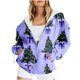thumbnail image 1 of Puntoco Chaqueta Con Capucha Y Manga Larga Con Cremallera Y Estampado Navideño Informal Para Mujer, 1 of 6