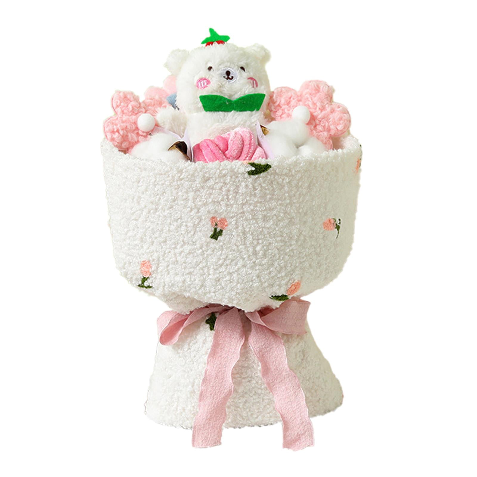 yuksok Cute Plush Doll Bouquet Artificial Flowers Toy for Home