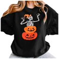 thumbnail image 1 of EHQJNJ Sweat à Rayures pour Femmes Mode Imprimé Manches Longues Col Rond Pull Graphique Sweat-Shirts de Noël pour Femmes Noir, 1 of 4