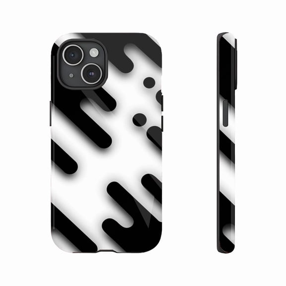 Minimalist Geometric Black White Design iPhone Case for Minimalist Lovers, Compatible with iPhone 11/12/13/14/15/16 (Pro Max/Plus)