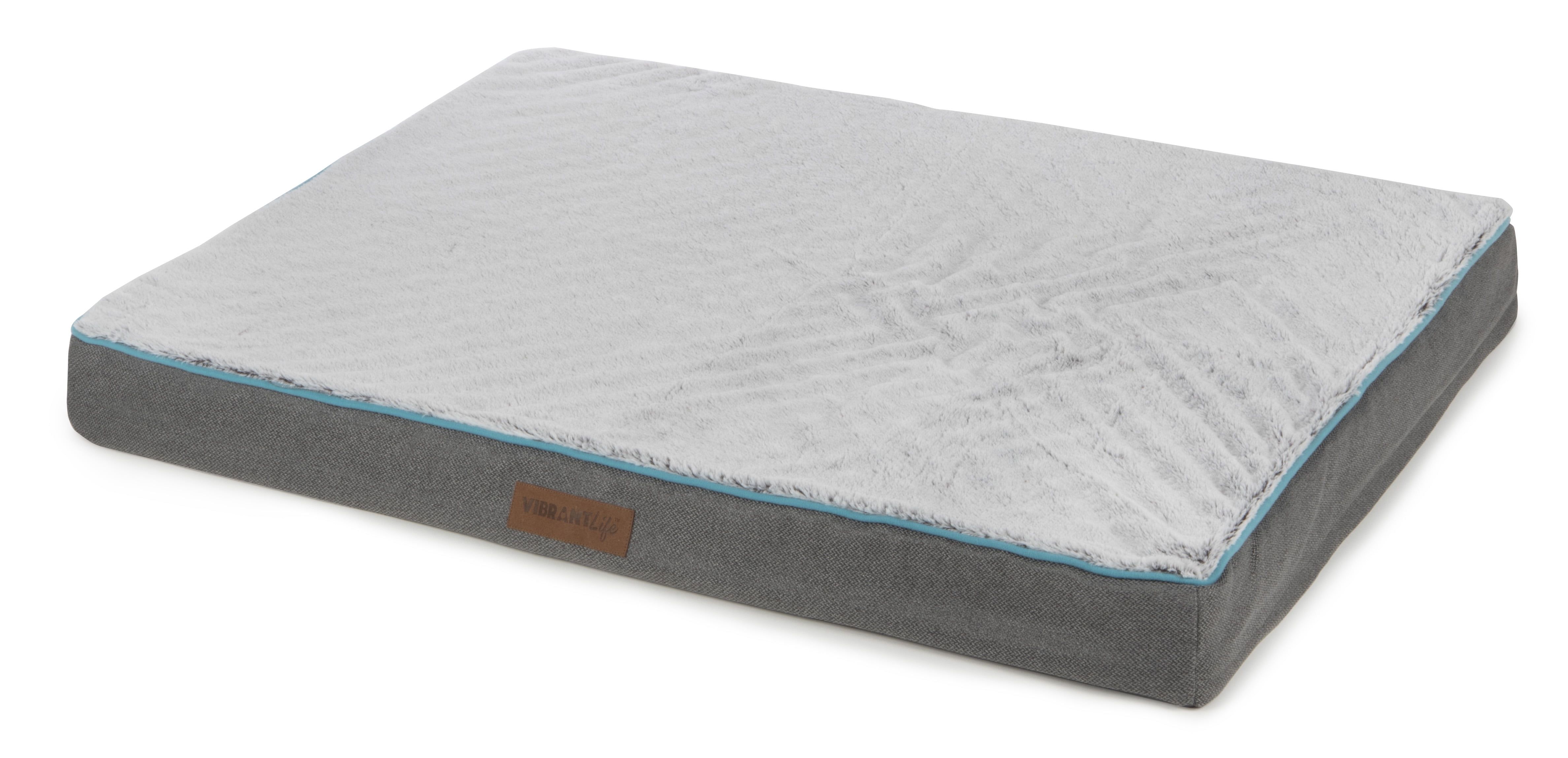 Vibrant Life Therapeutic Pet Bed, Dark Gray & Aqua