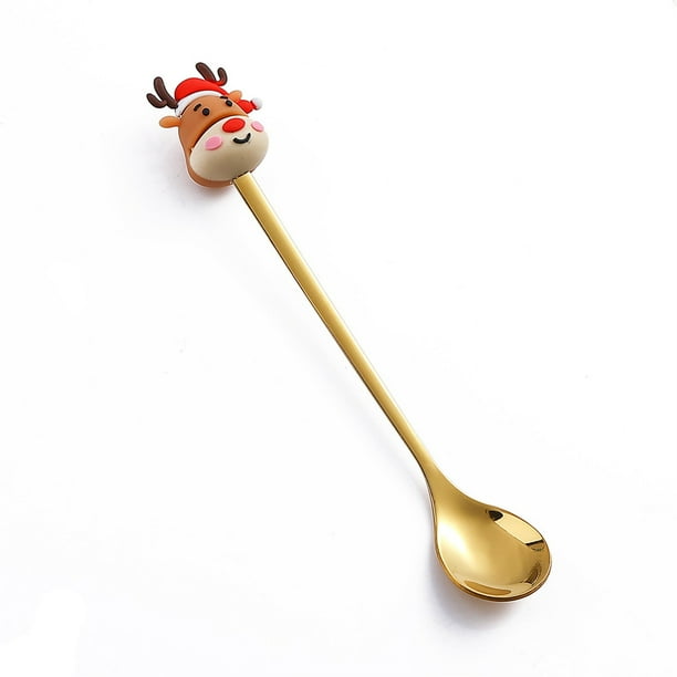 Cucharas de sopa de acero inoxidable Cuchara navideña de regalo Cuchara de postre Cuchara colgante navideña Vajilla Vajilla de acero