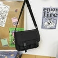 thumbnail image 4 of Bolso de mensajero casual de moda Bolso de hombro simple Bolso de lona de temperamento negro, 4 of 5