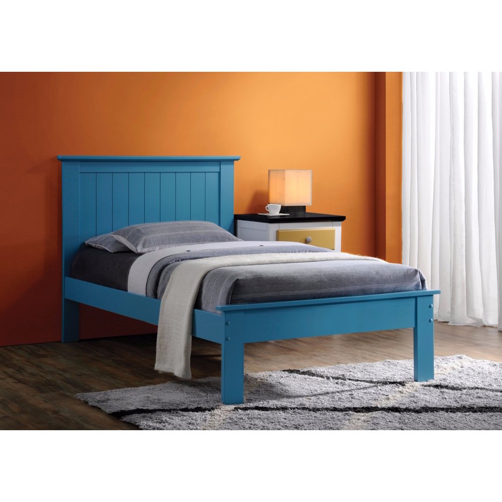 Simply Designed Traditional Style Wooden Queen Bed, Blue