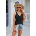 thumbnail image 5 of Summer V-neck Solid Color Sleeveless Casual Camisole T-shirt For Women, 5 of 8