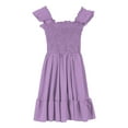 thumbnail image 6 of Spazoro Toddler Girls A-Line Dress, Square Neck Casual Solid Color Sleeveless Princess Dresses for Child Girls Purple Size 13 T, 6 of 9