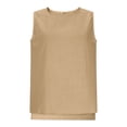 thumbnail image 5 of Craaazy Women Casual Sleeveless Tank Top, Solid Color Loose Fit Round Neck Vest, High Low Hem Asymmetric Top for Daily Wear Gifts, 5 of 7