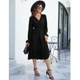 thumbnail image 6 of Women's Spring Dress, Long Sleeve Mini Tunic Casual V Neck Wedding Guest Dresses, 6 of 7