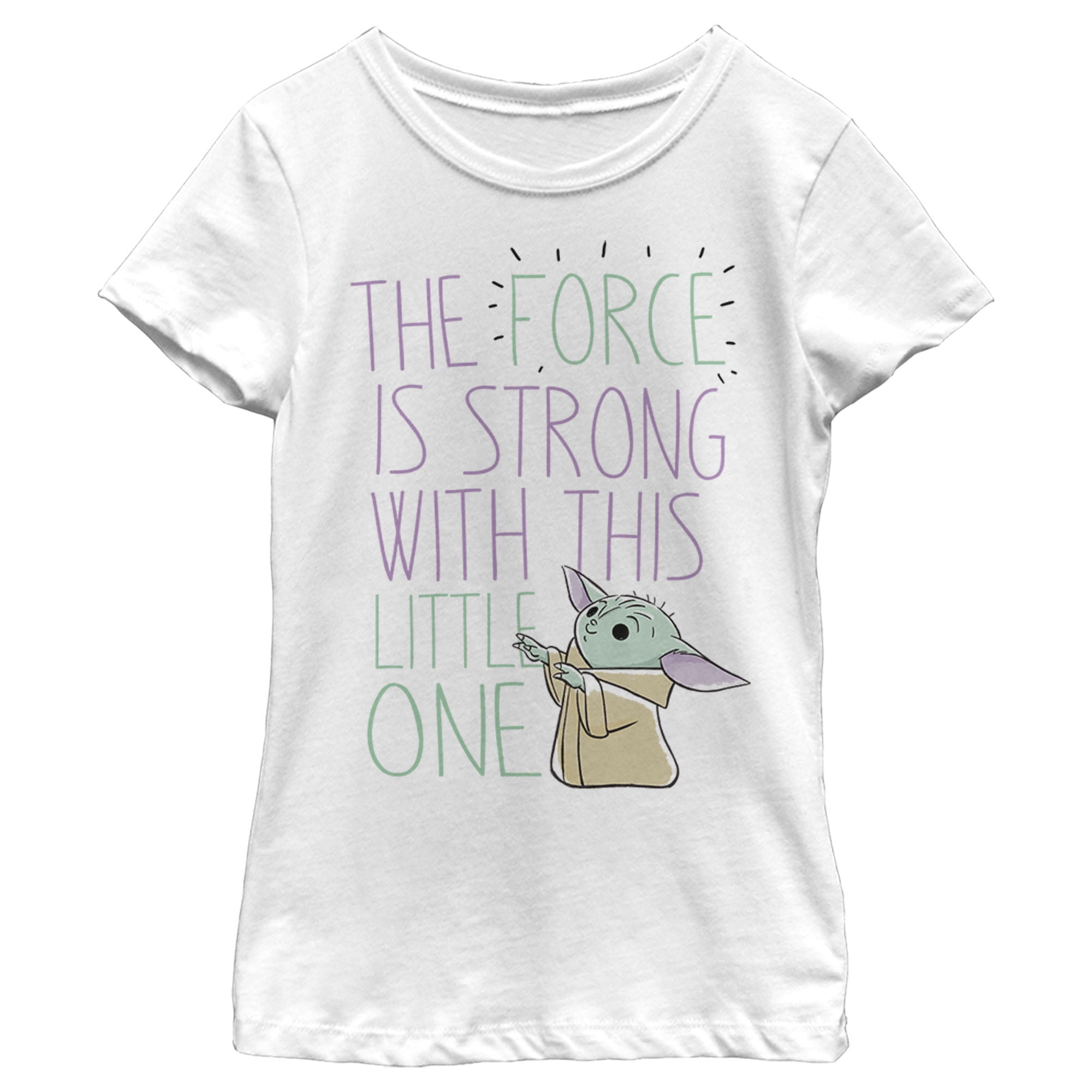 Girl's Star Wars The Mandalorian The Child The Force is Strong  Graphic Tee White X Large