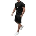 thumbnail image 1 of Honganda Male Solid Color Round Neck Short Sleeve T-Shirt+ Shorts with Pocket, 1 of 8