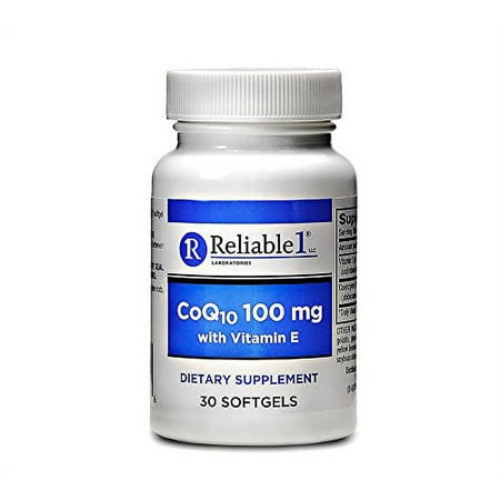5 Pack Reliable 1 CoQ10 100mg with Vitamin E Dietary Supplement 30 Softgels Each