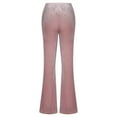 thumbnail image 5 of BLVB Womens Velour Bootcut Flare Leg Long Pants Elastic Waist Velvet Wide Leg Pants Fall Winter Cozy Bell Bottom Trousers Pink, 5 of 6