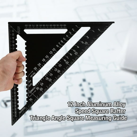 12 Inch  Shape Square Ruler Aluminum Alloy Engineer Carpenter Measuring Tool with Metric Imperial Measurements for Framing and Roofing