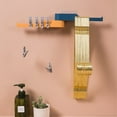 thumbnail image 2 of Hanger Rack Folding Wall Mounted Self Adhesive Clothes Storage Punch Free 2 Tier Drying Indoor Outdoor Organizer Washroom Blue, 2 of 10
