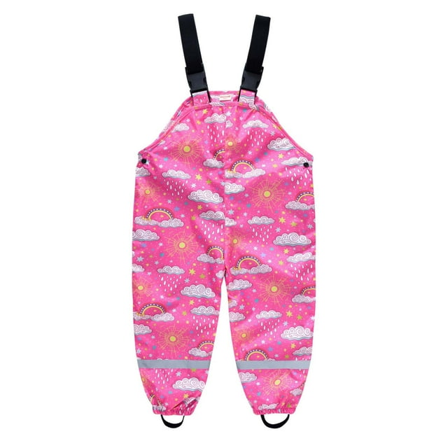LSLJS Pantalon de Pluie à Bretelles pour Enfant avec Dessins Animés pour Bébés Garçons Filles, Pantalon d'Assaut pour Jouer dans l'Eau, Imperméable pour Enfant
