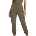 thumbnail image 2 of Women's Solid Color Casual Pants with Elastic Waist and Pockets, 2 of 7