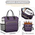 thumbnail image 5 of Purple and Black Checkered Pattern Insulated Leakproof Lunch Box for Women, Large Lunch Bag for Tween Teen Adult, Loncheras Para Mujer for Work Beach Travel Picnic Camping, 5 of 6