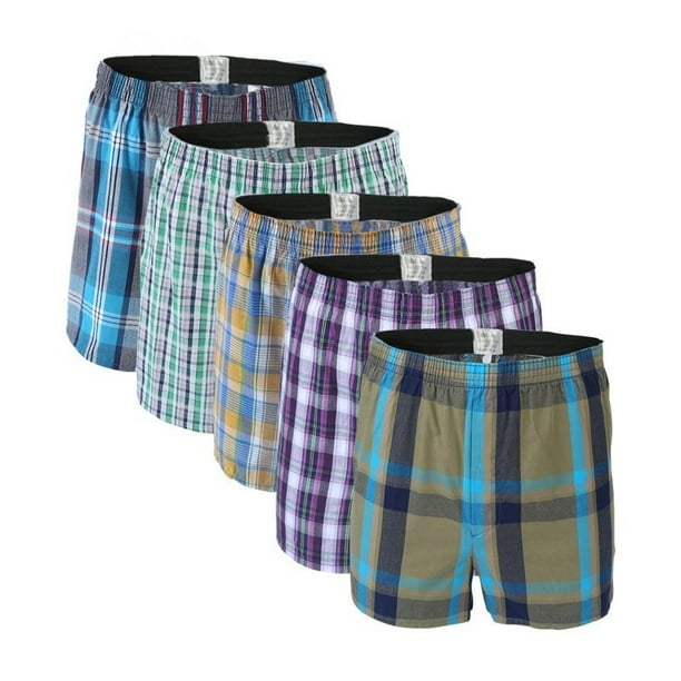 5 unids/lote de bóxer para hombre, ropa interior fina de verano, algodón para hombre, talla grande, corto, transpirable, a cuadros, pantalones cortos flexibles, bóxer, calzoncillos masculinos Tan Jianjun unisex