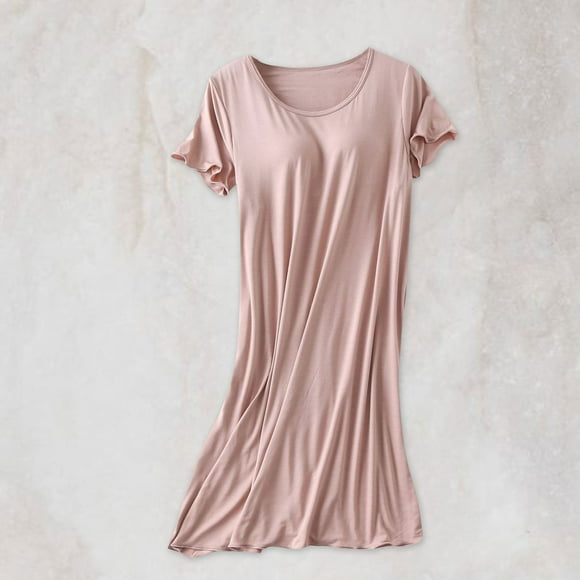 Sakmal Womens Nightgown Cotton Victorian Night dress Brown Short Sleeve Nightgowns for Women