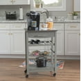 thumbnail image 2 of Linon Natalie Stainless Steel Top Rolling Kitchen Storage Cart in Gray Wood, 2 of 11