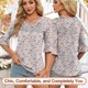 thumbnail image 3 of Blusa tipo túnica Blingfit para mujer, manga acampanada 3/4, talla grande 3XL, 3 of 5