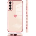 thumbnail image 4 of Compatible with Samsung Galaxy S22 5G Case Love Heart Plating Electroplate Luxury Elegant Case Camera Protector Soft TPU Shockproof Protective Corner Back Cover Galaxy S22 5G Case -Pink, 4 of 11