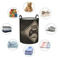 thumbnail image 2 of DouZhe Waterproof Collapsible Large Laundry Baskets, Retro Gaming Area Warning Prints Circular Hamper with Handles, 2 of 7