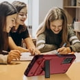 thumbnail image 6 of for Samsung A03S Case,Galaxy A03S Phone Case with Tempered Glass Screen Protector,[Military Grade] Kickstand Hybrid Shockproof Protective Case for Galaxy A03S, Dark Red, 6 of 14