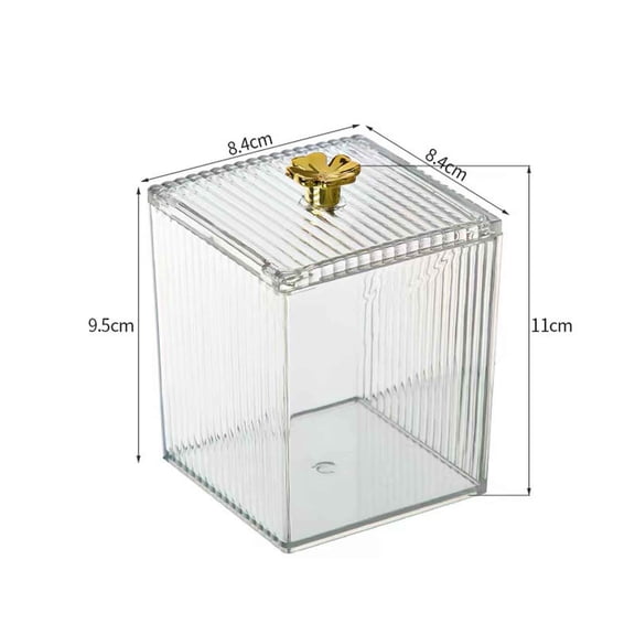 Gallickan Transparent Acrylic Qtip Holder with Lid Elegant Swab Organizer for Bathroom Vanity Office Desk Cosmetic Storage, Single Grid