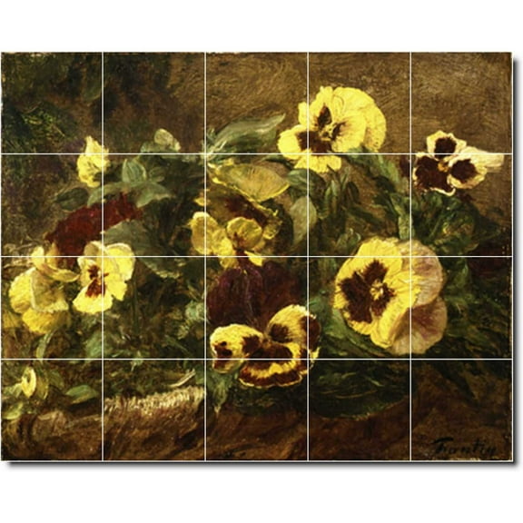Ceramic Tile Mural-Henri Fantin-Latour Flowers 15. 40" w x 32" h using (20) 8 x 8 ceramic tiles
